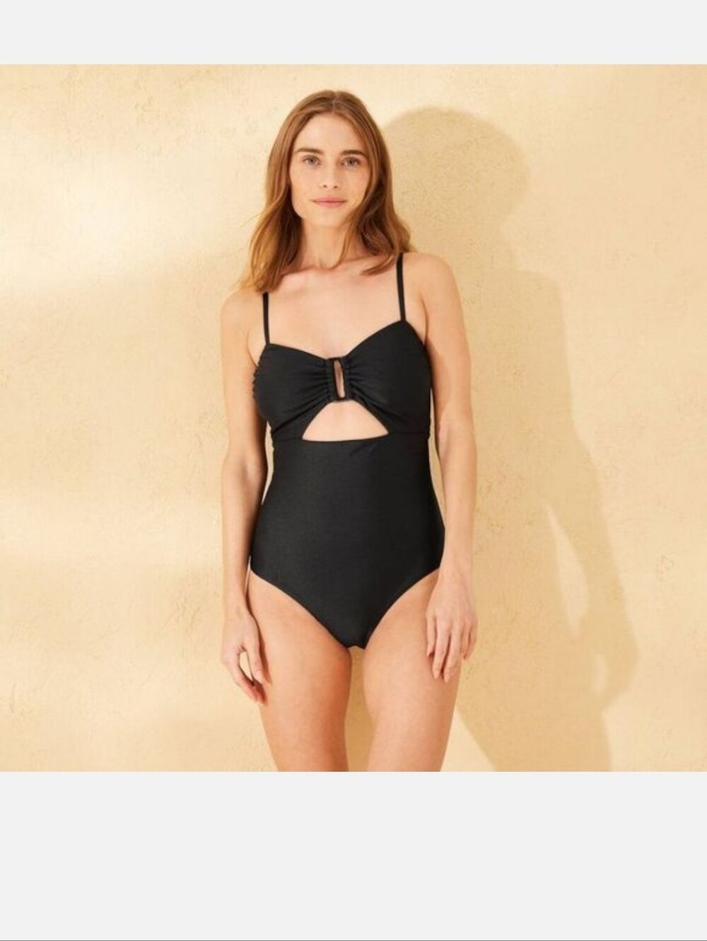 Shade & Shore Black One Piece Swimsuit w Front Cutout Size Medium 8-10